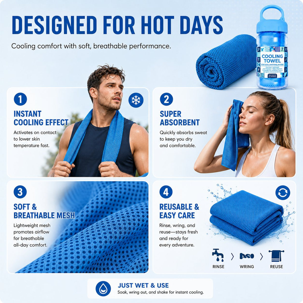 🔥LAST DAY 50% OFF - 🏃❄️Cold Sweat Towel You Can Use Anywhere, Anytime! Reusable Soft Absorbent Cooling Portable