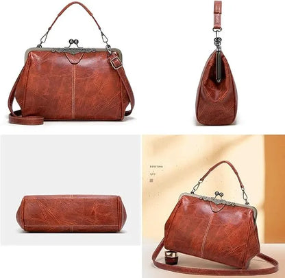 💼2026 New Kattee Elegant Waterproof Women’s Leather Kiss-Lock Tote Handbag