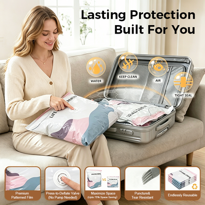 🥳2026 HOT SALE🥳💞50K+ SOLD! No‑Pump Vacuum Storage Bags – Press & seal, no pump needed. Saves 80% space, keeps clothes dry & dust‑free. Perfect for bulky bedding & off‑season gear. 🛏️🗄️