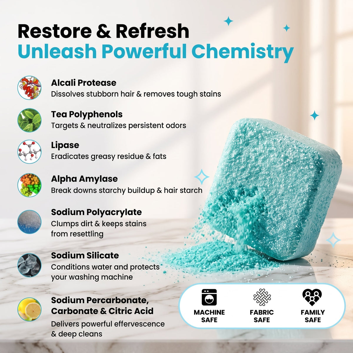Washing machine cleaning tablets