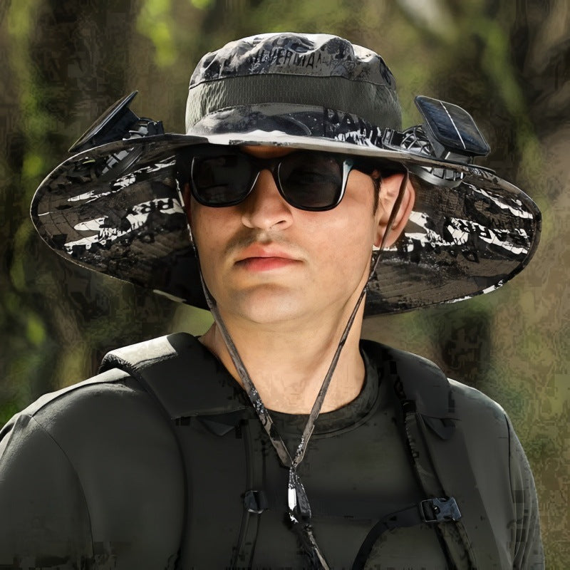 🔥Summer Promotion 💥- Outdoor Wide Brim Sun Hat With Solar Fan