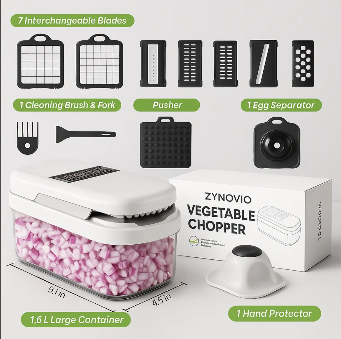 49% OFF This Week Promotions🥕🥕15-in-1 Vegetable Chopper- Multifunctional Food Chopper,Professional Onion Chopper with 8 Blades✨