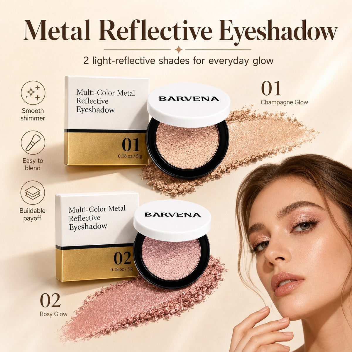 💖 Multicolour Metallic Eyeshadow – Buildable, shimmering metallic eyeshadow